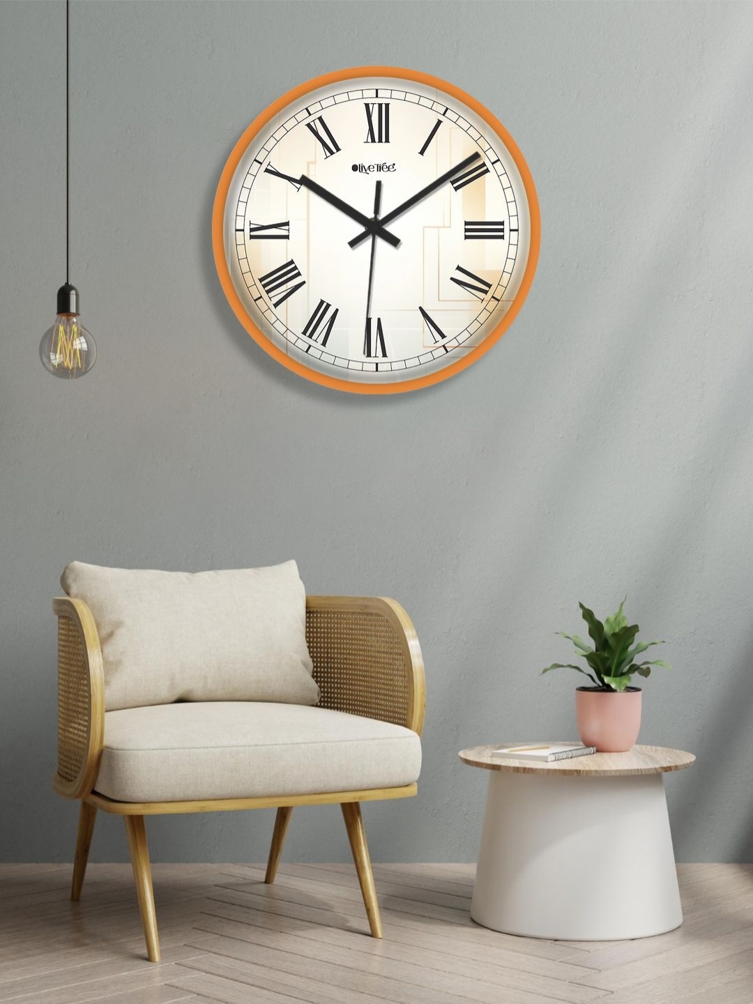 

OLIVE TREE Orange & White Printed Analogue Contemporary Wall Clock