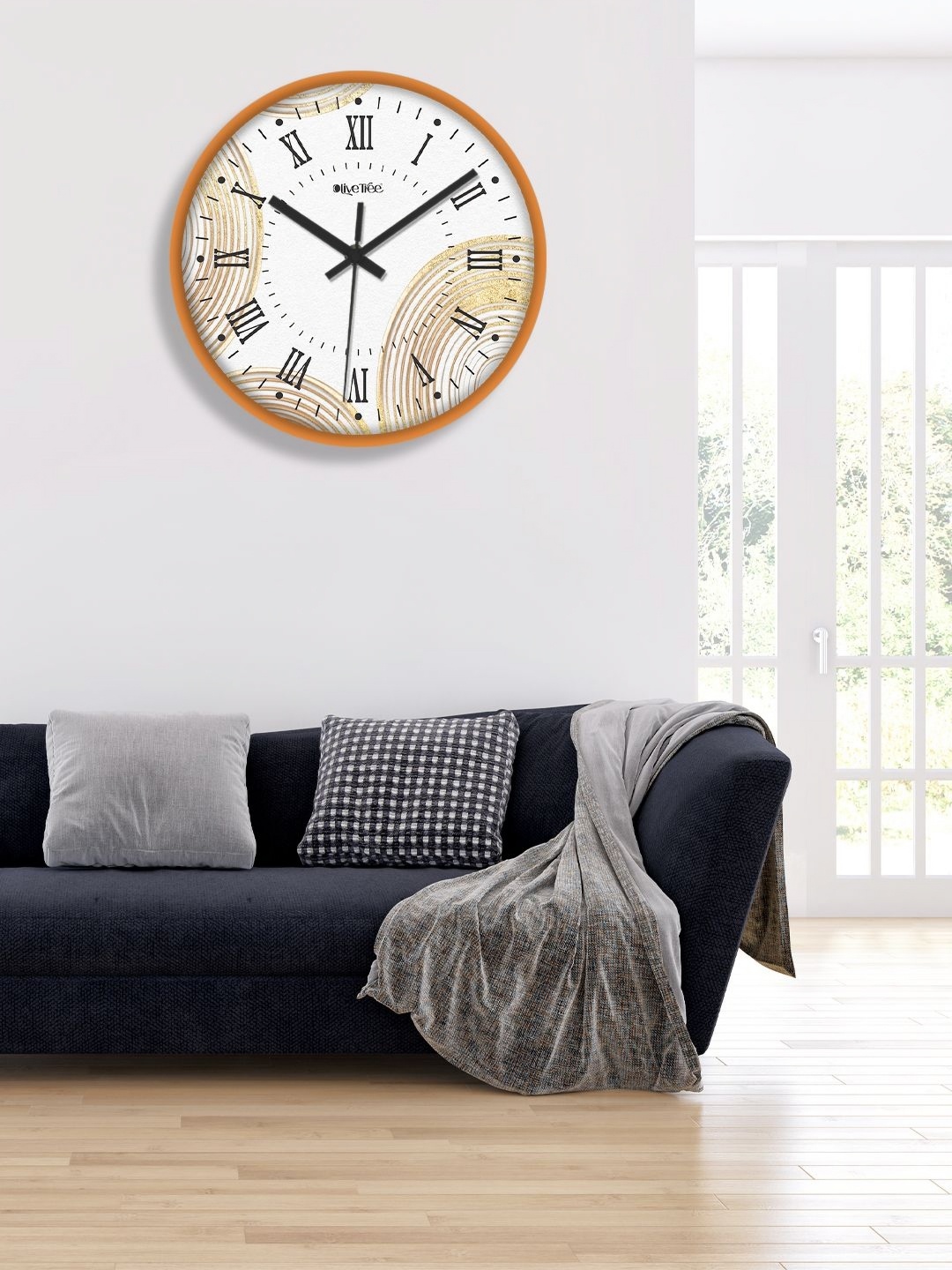 

OLIVE TREE Orange & White Printed Analogue Contemporary Wall Clock