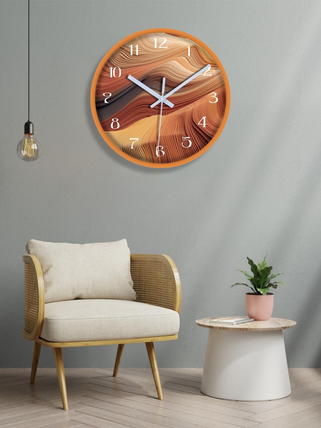 

OLIVE TREE Orange & White Printed Analogue Contemporary Wall Clock