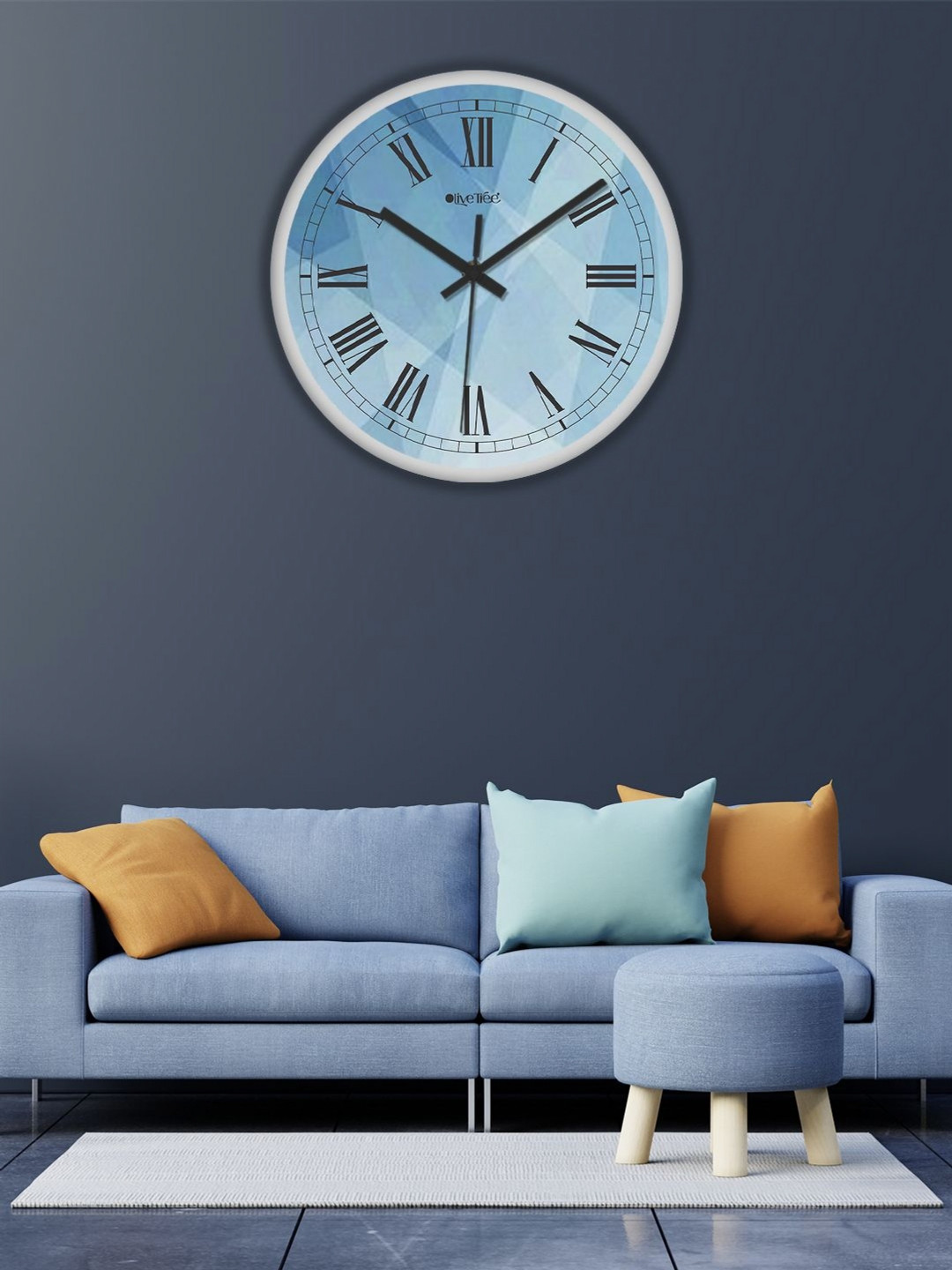 

OLIVE TREE White & Blue Printed Analogue Contemporary Wall Clock