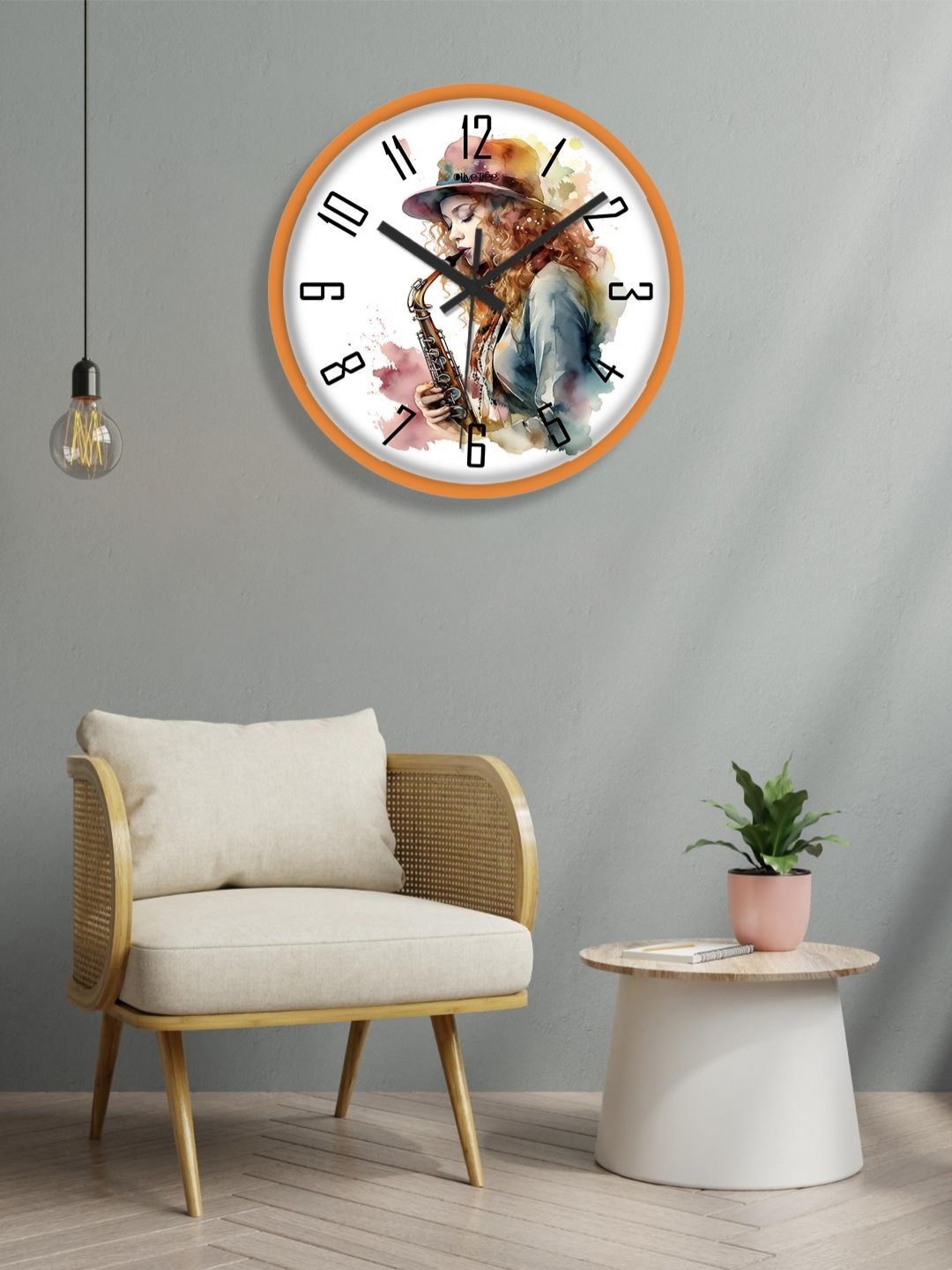 

OLIVE TREE Orange & White Printed Analogue Contemporary Wall Clock