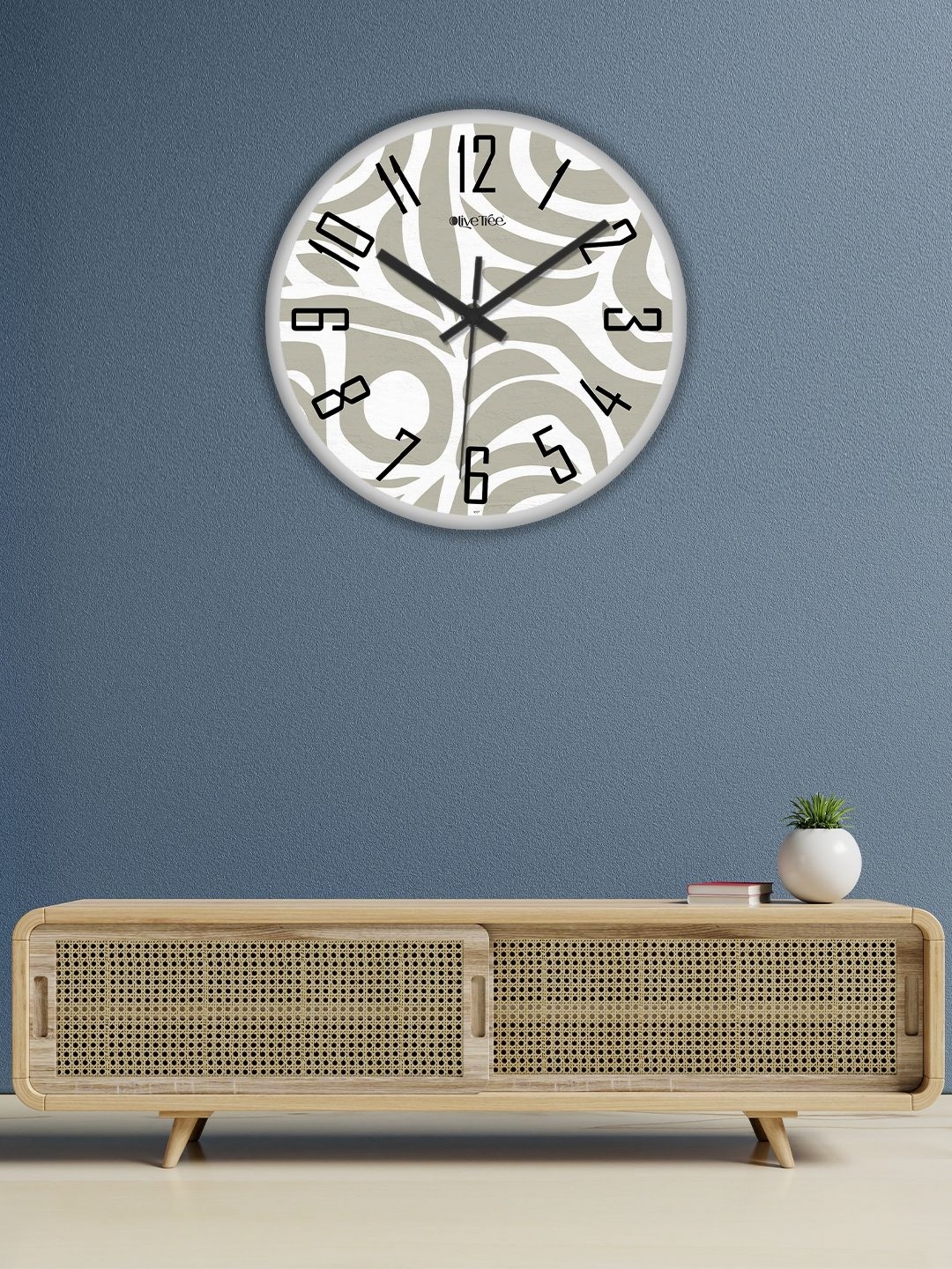 

OLIVE TREE White & Grey Printed Analogue Contemporary Wall Clock