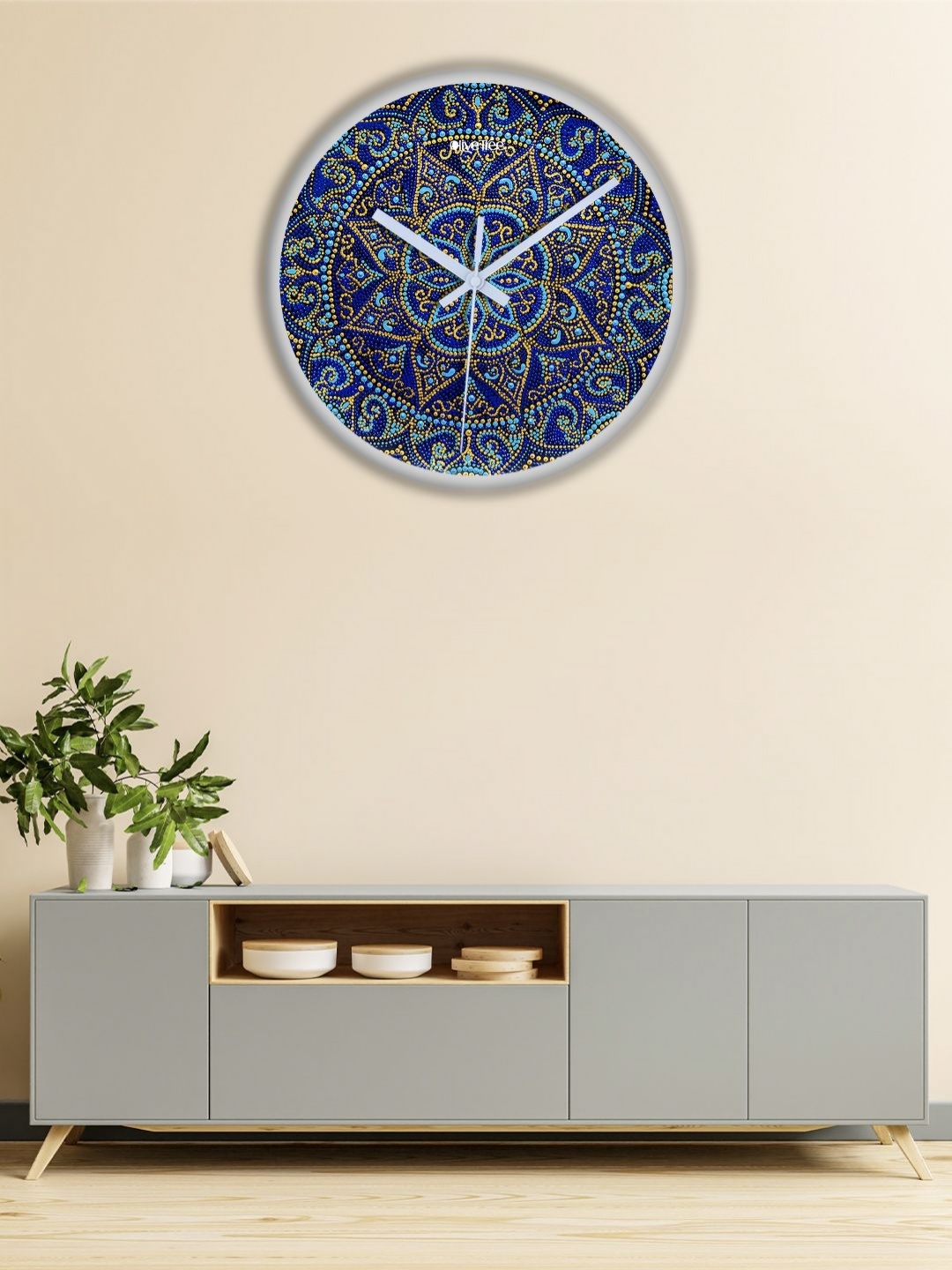 

OLIVE TREE Blue & Yellow Printed Analogue Contemporary Wall Clock
