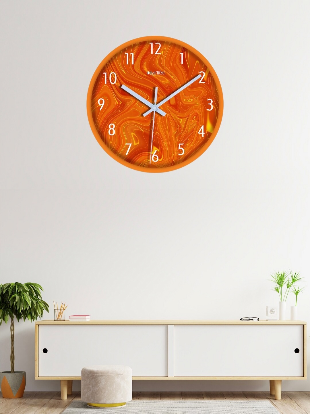 

OLIVE TREE Orange & White Printed Analogue Contemporary Wall Clock