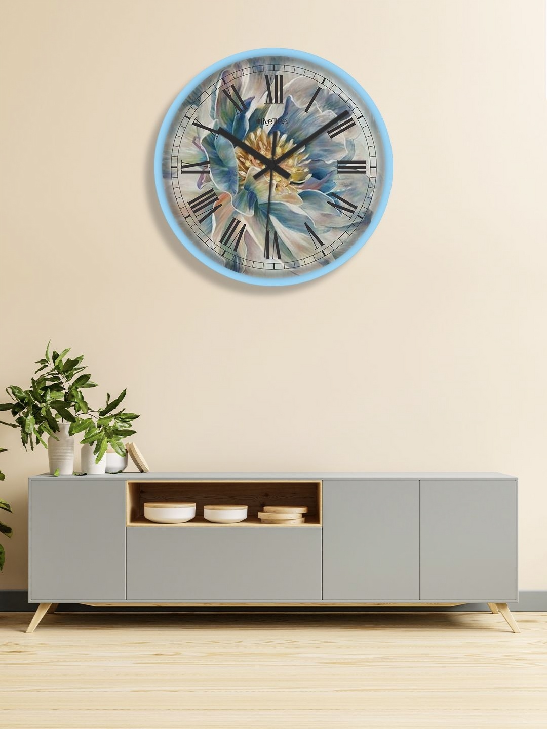 

OLIVE TREE Blue & Black Printed Analogue Contemporary Wall Clock