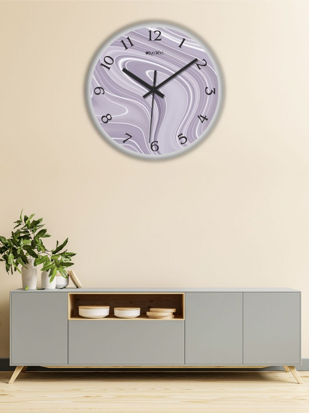 

OLIVE TREE White & Lavender Printed Analogue Contemporary Wall Clock