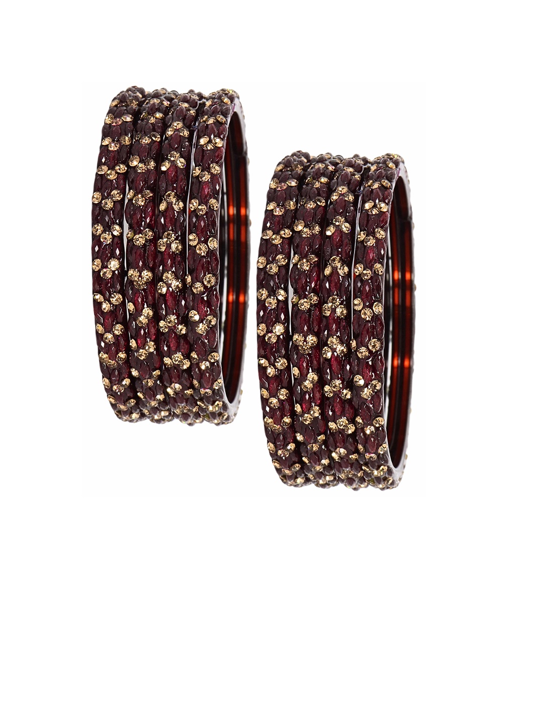 

LAVAZZA Set Of 8 Crystals Zircon-Studded Bangles, Maroon