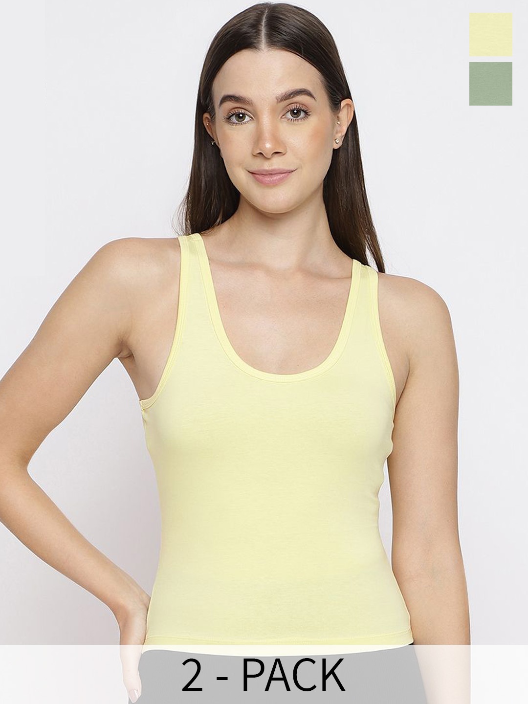 

La Intimo Pack Of 2 Non Padded Camisoles, Yellow