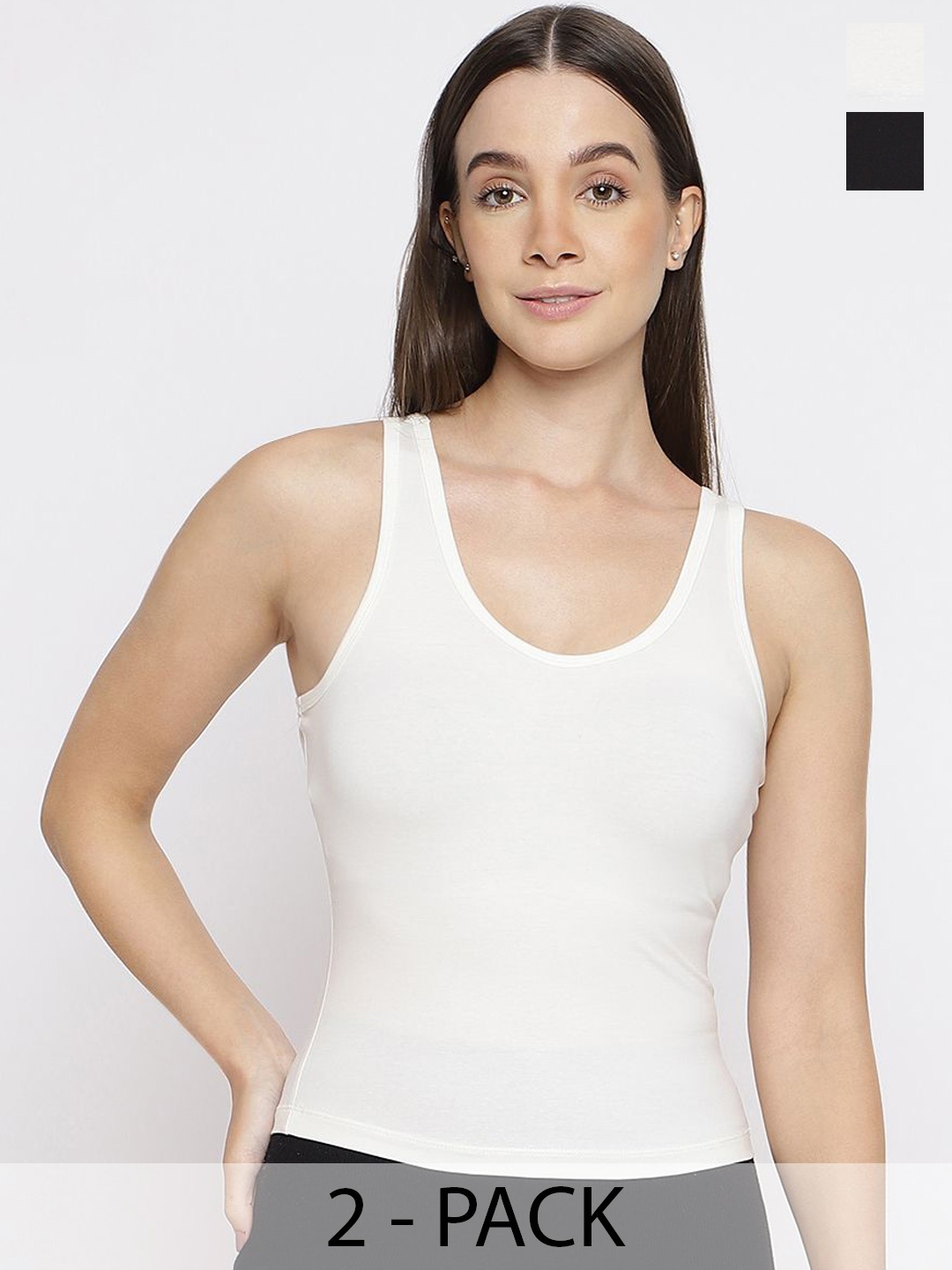 

La Intimo Pack Of 2 Slip Spaghetti Camisoles, Black