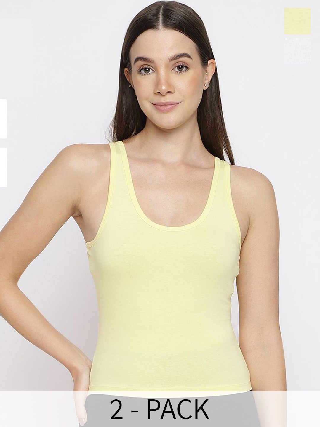 

La Intimo Pack Of 3 Non Padded Camisoles, Yellow