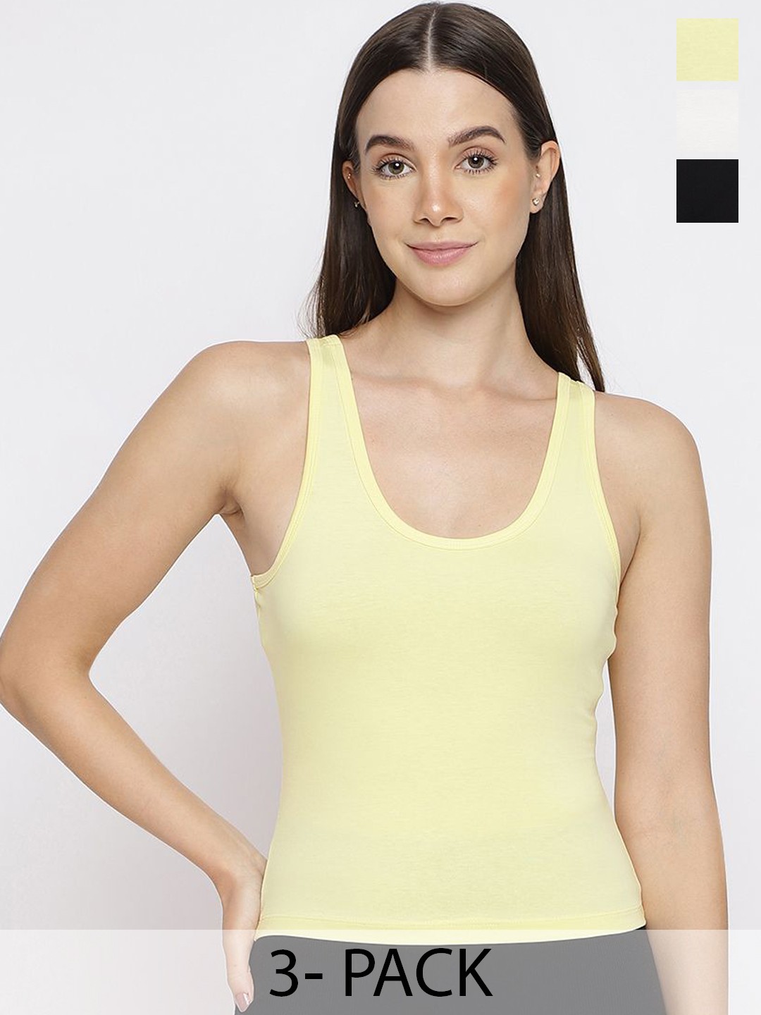 

La Intimo Pack Of 3 Non Padded Camisoles, Cream