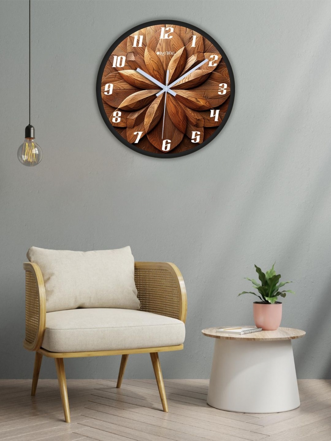 

OLIVE TREE Black & White Printed Analogue Contemporary Wall Clock