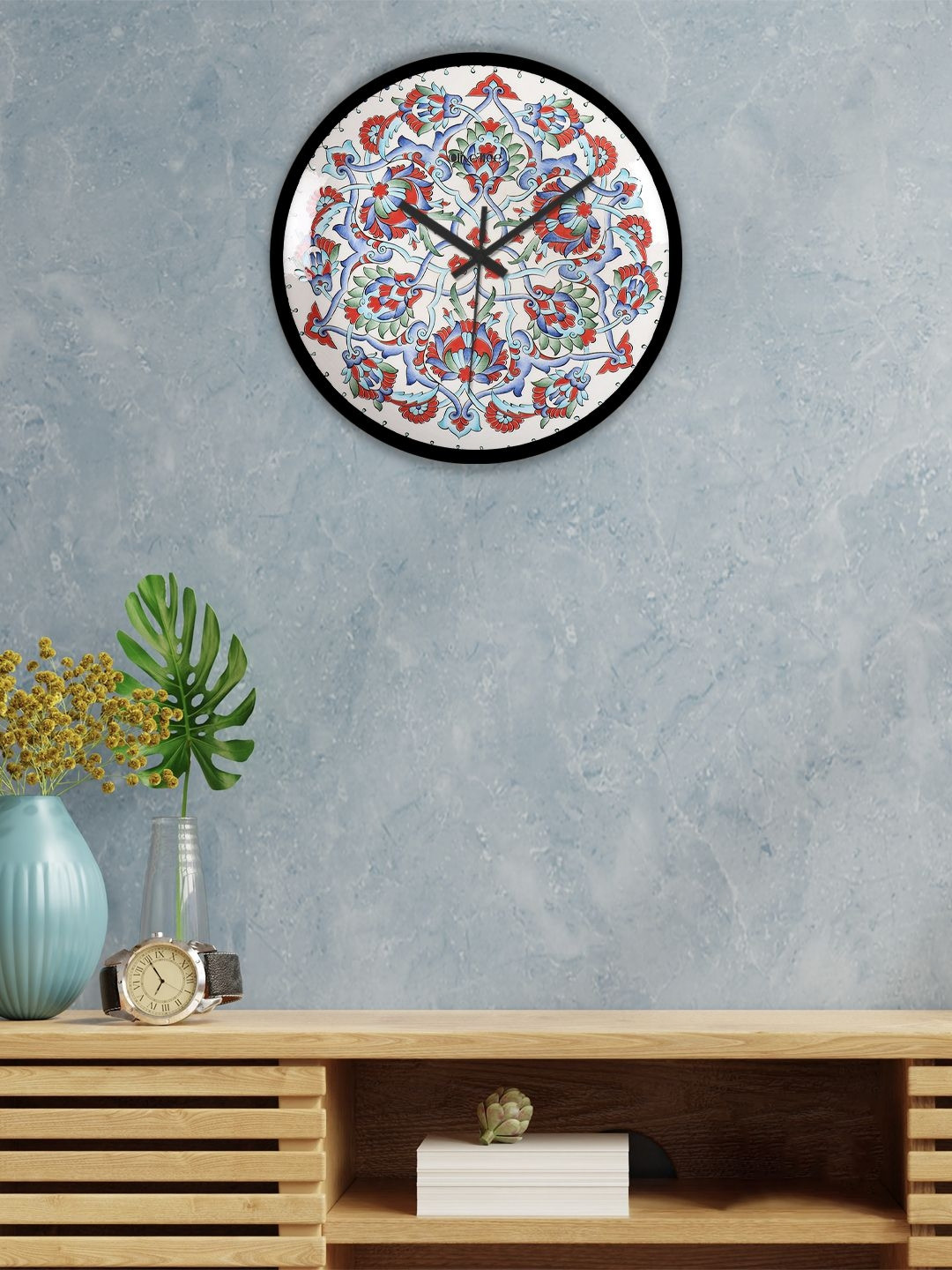 

OLIVE TREE Black & White Printed Round Wall Clock