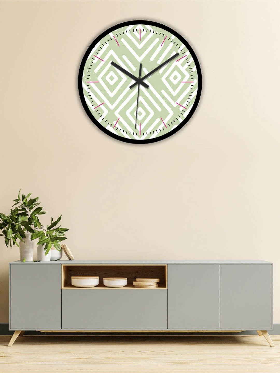 

OLIVE TREE Black & Green Printed Analogue Contemporary Wall Clock