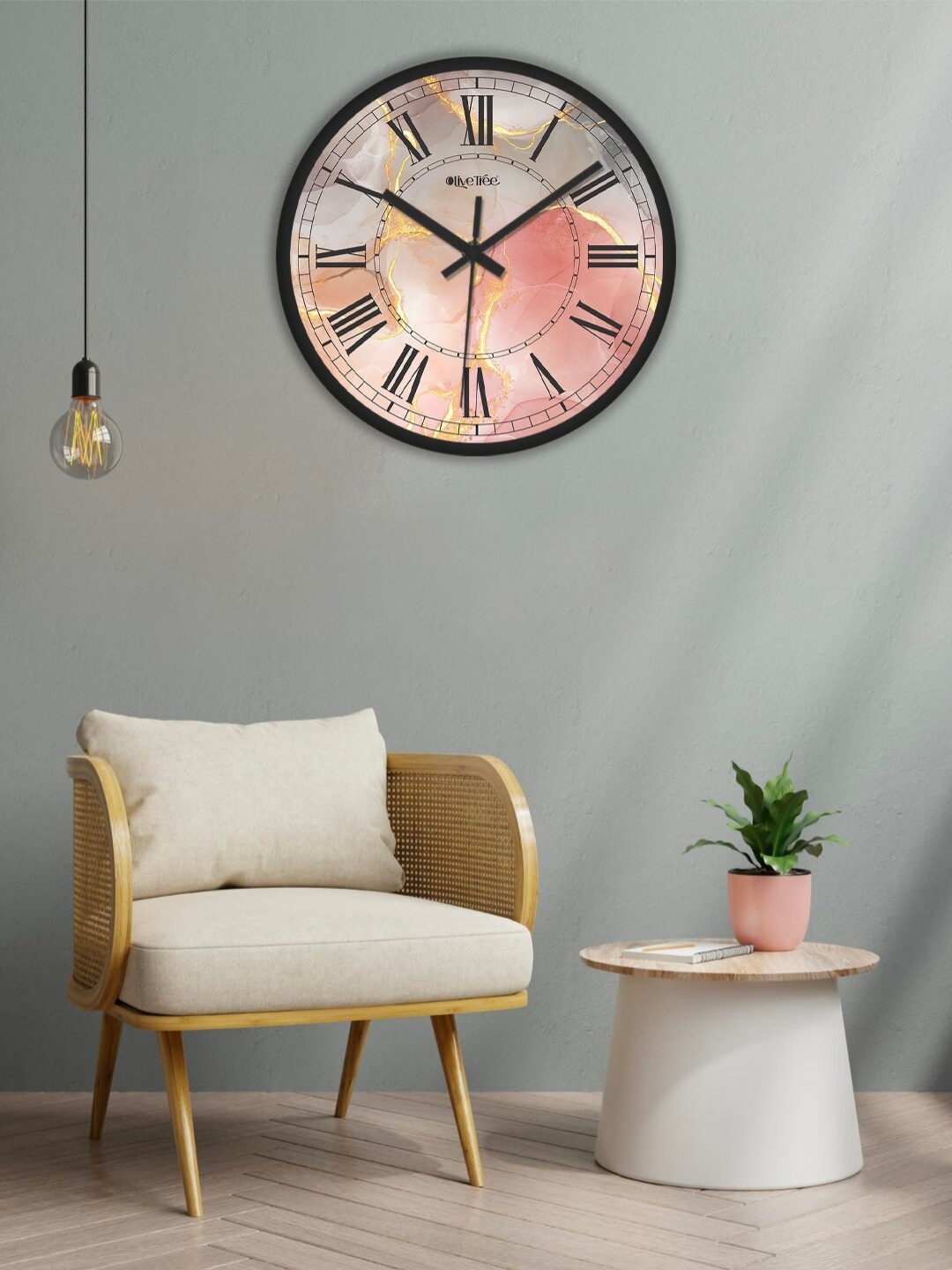 

OLIVE TREE Black & White Printed Contemporary Wall Clock