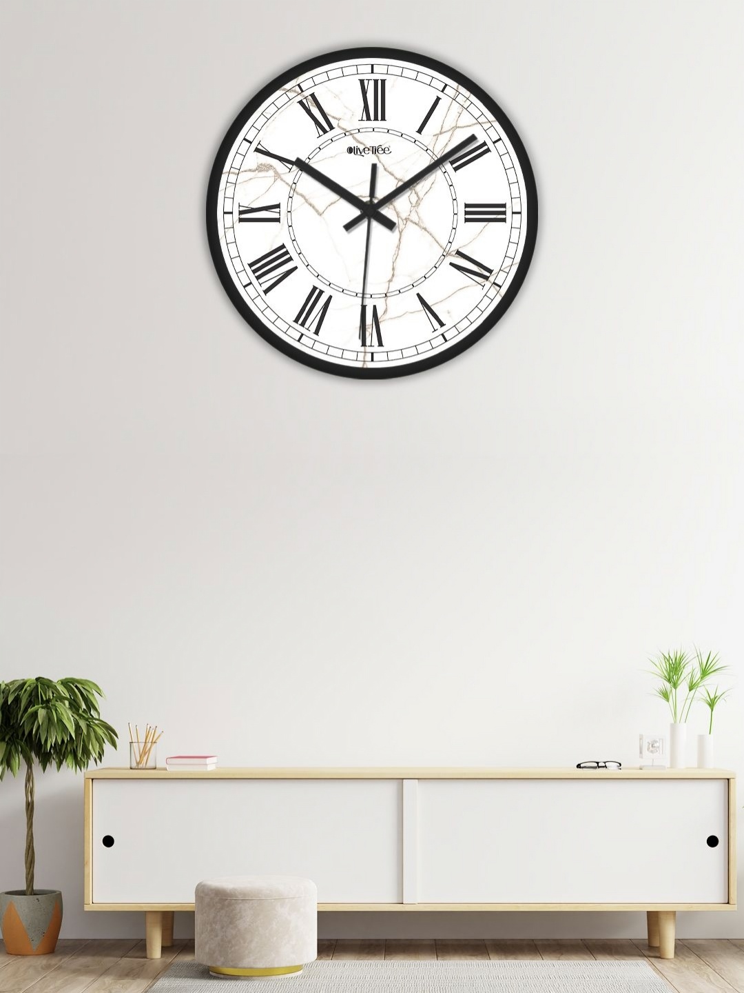 

OLIVE TREE Black & White Printed Analogue Contemporary Wall Clock