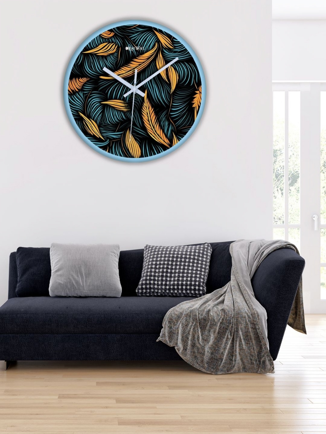 

OLIVE TREE Blue & Black Printed Analogue Contemporary Wall Clock