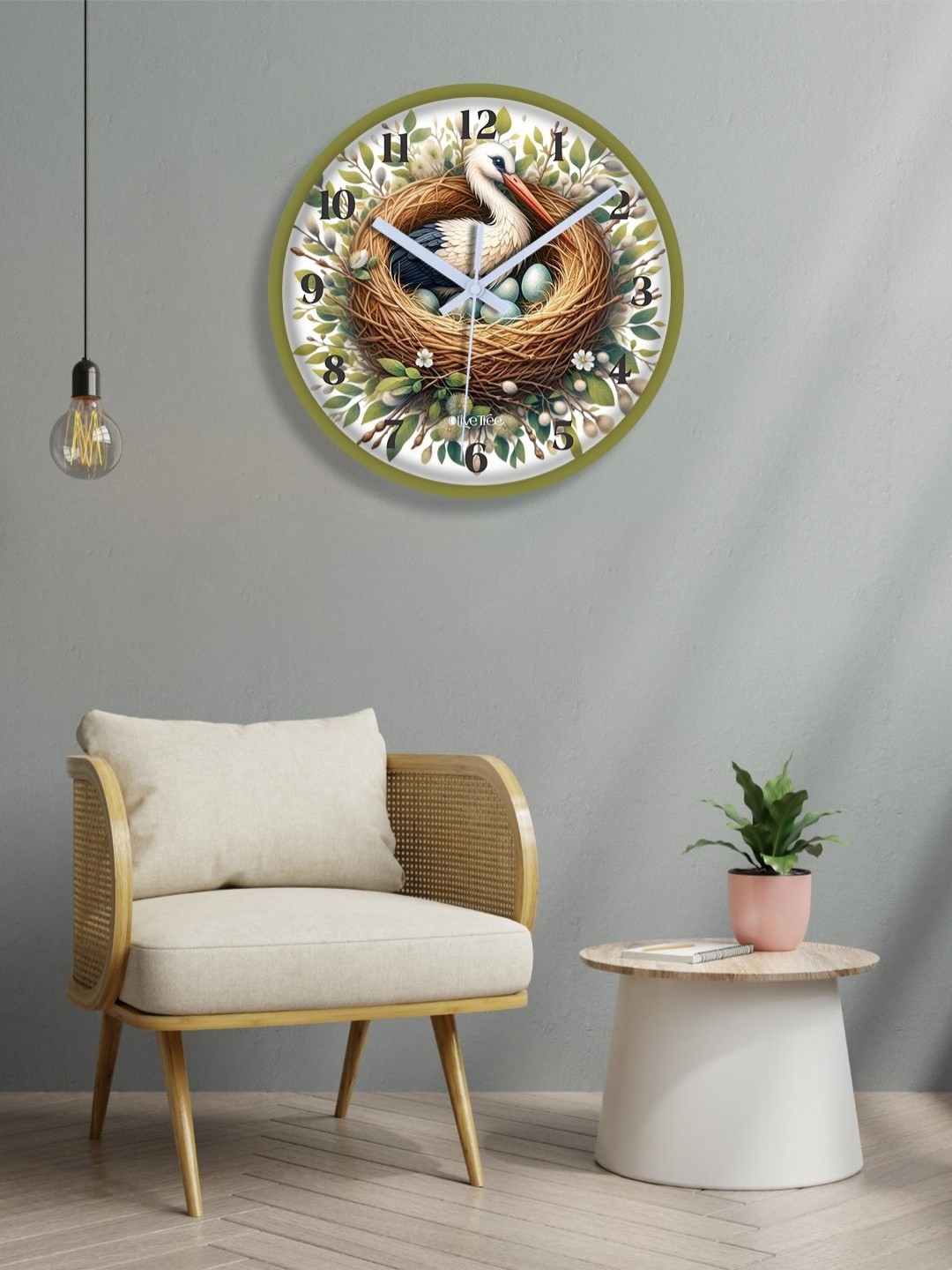

OLIVE TREE Green & White Printed Analogue Contemporary Wall Clock