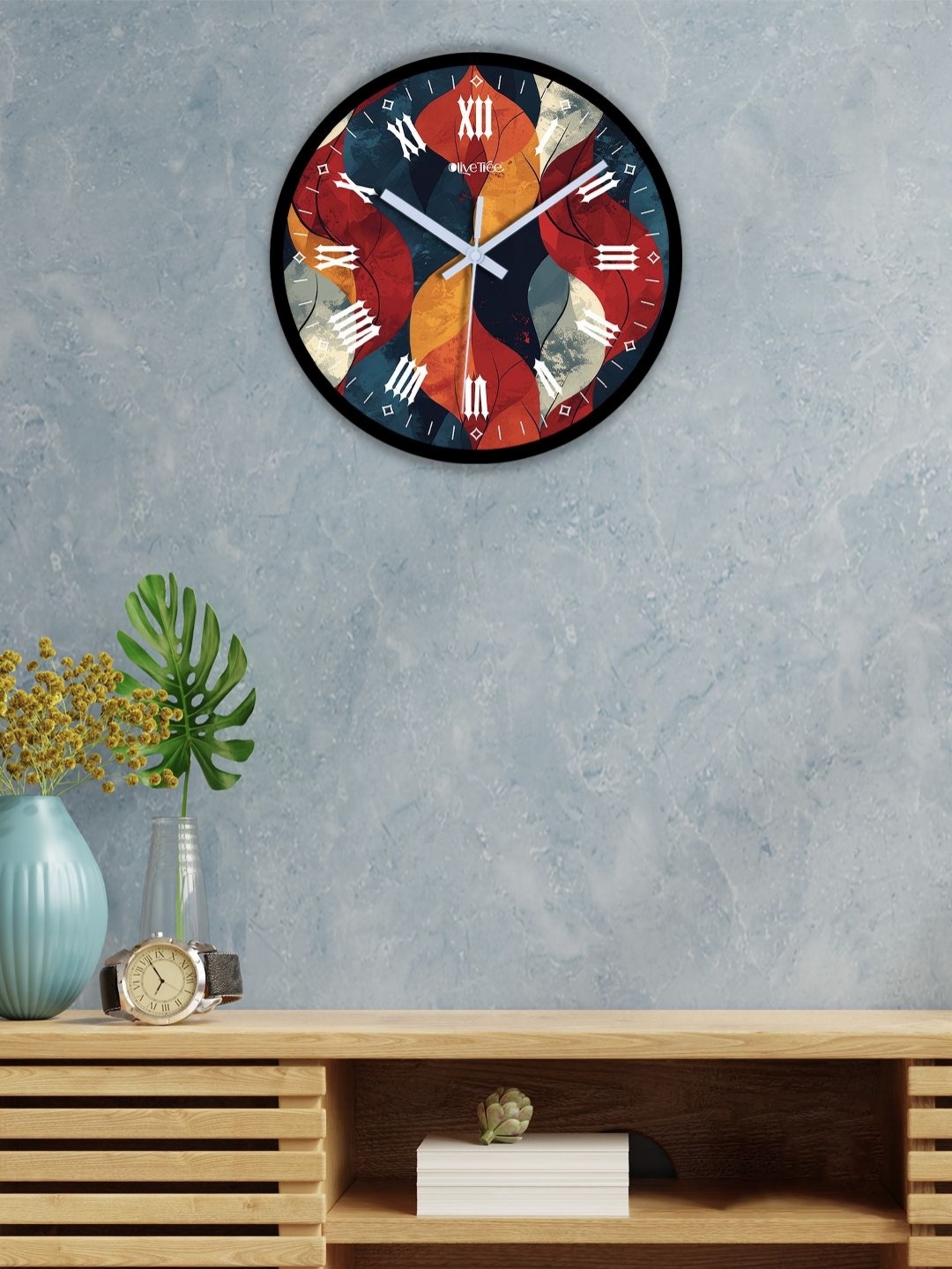 

OLIVE TREE Black & Orange Printed Analogue Contemporary Wall Clock