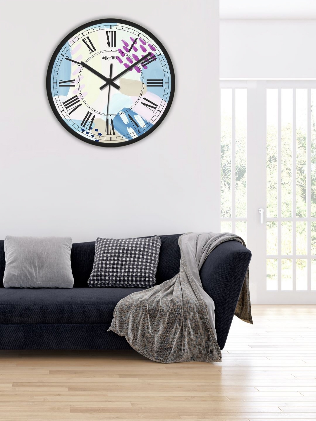 

OLIVE TREE Black & White Printed Analogue Contemporary Wall Clock