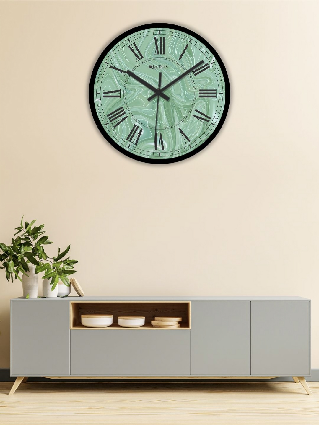 

OLIVE TREE Black & Green Printed Analogue Contemporary Wall Clock