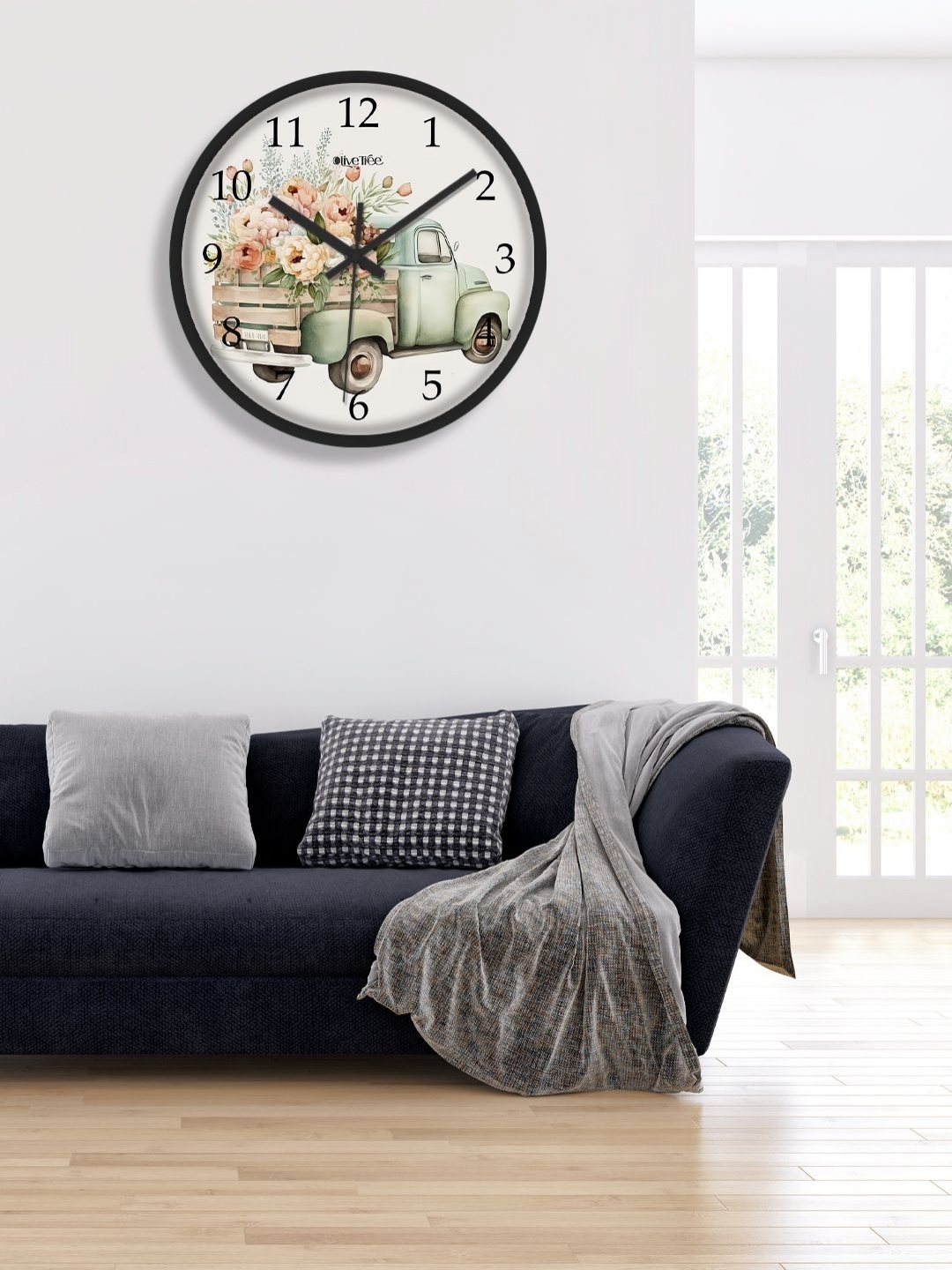 

OLIVE TREE Black & White Printed Analogue Contemporary Wall Clock