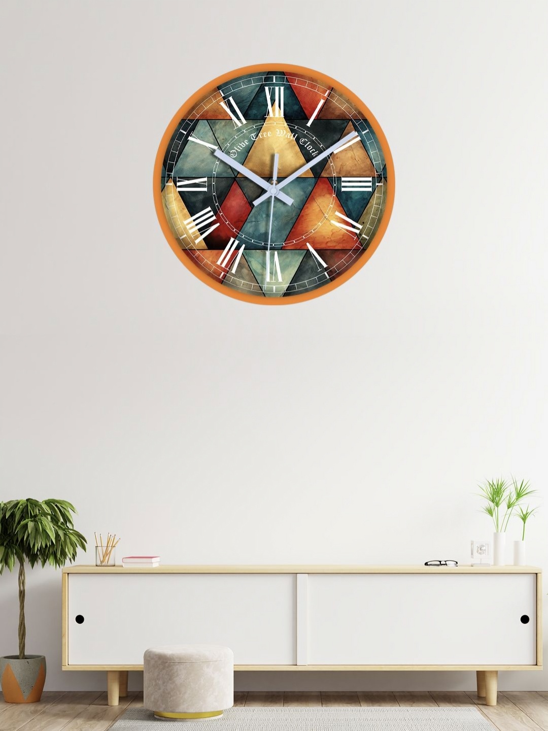 

OLIVE TREE Orange & Green Printed Analogue Contemporary Wall Clock