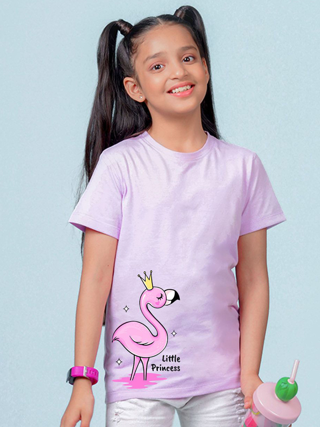 

NUSYL Girls Graphic Printed Round Neck Short Sleeves T-shirt, Purple