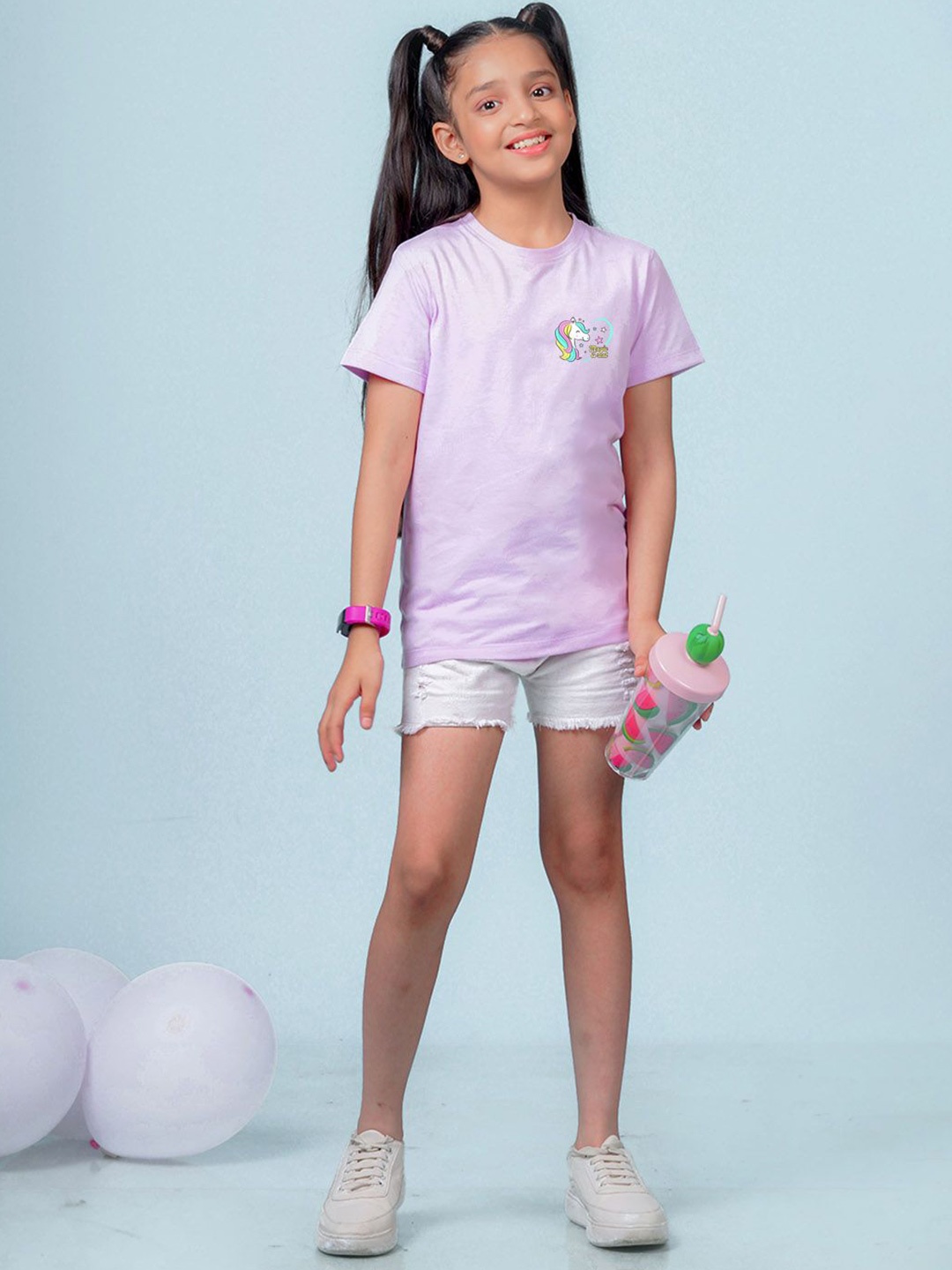 

NUSYL Girls Magic is Real Text Printed Round Neck Casual T-shirt, Purple