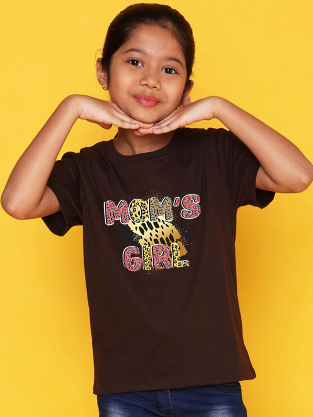 

NUSYL Girls Graphic Printed T-shirt, Brown
