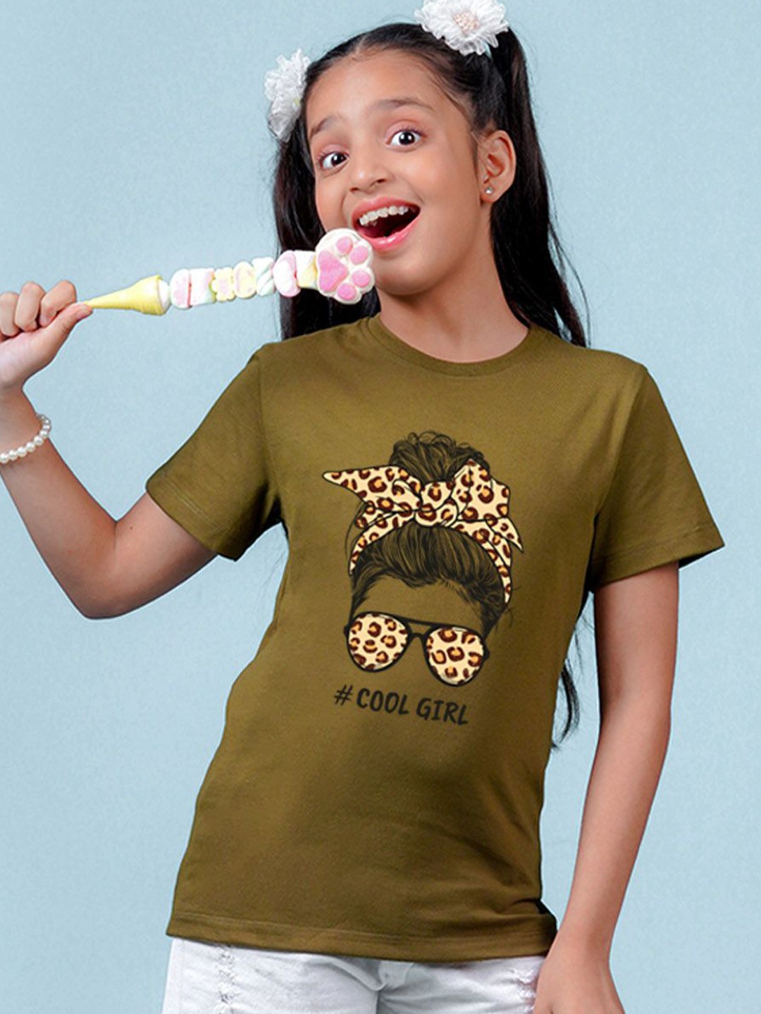 

NUSYL Girls Graphic Printed T-shirt, Green