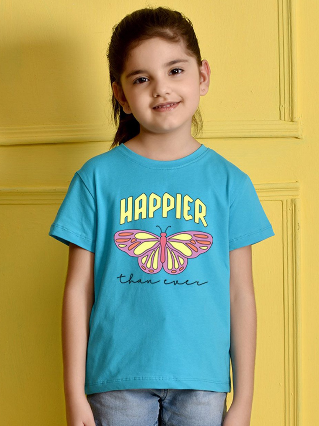 

NUSYL Girls Graphic Printed Round Neck Short Sleeves T-shirt, Blue