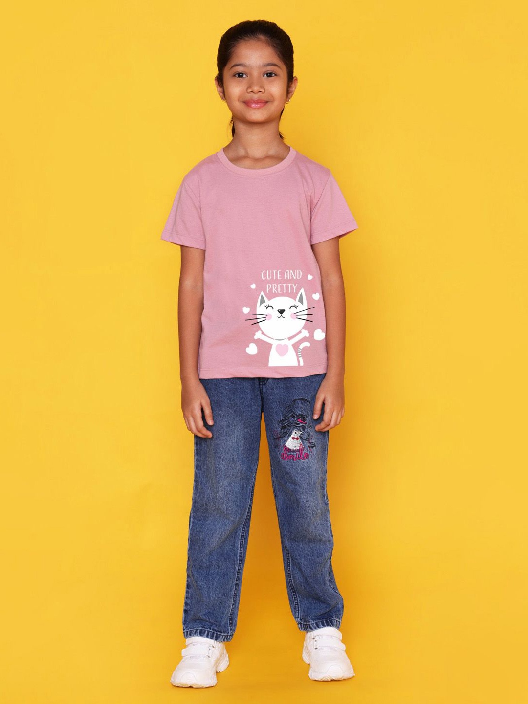 

NUSYL Girls Graphic Printed T-shirt, Pink