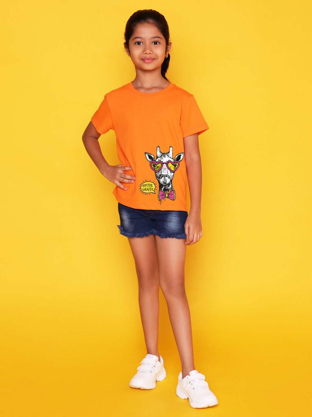 

NUSYL Girls Graphic Printed T-shirt, Orange