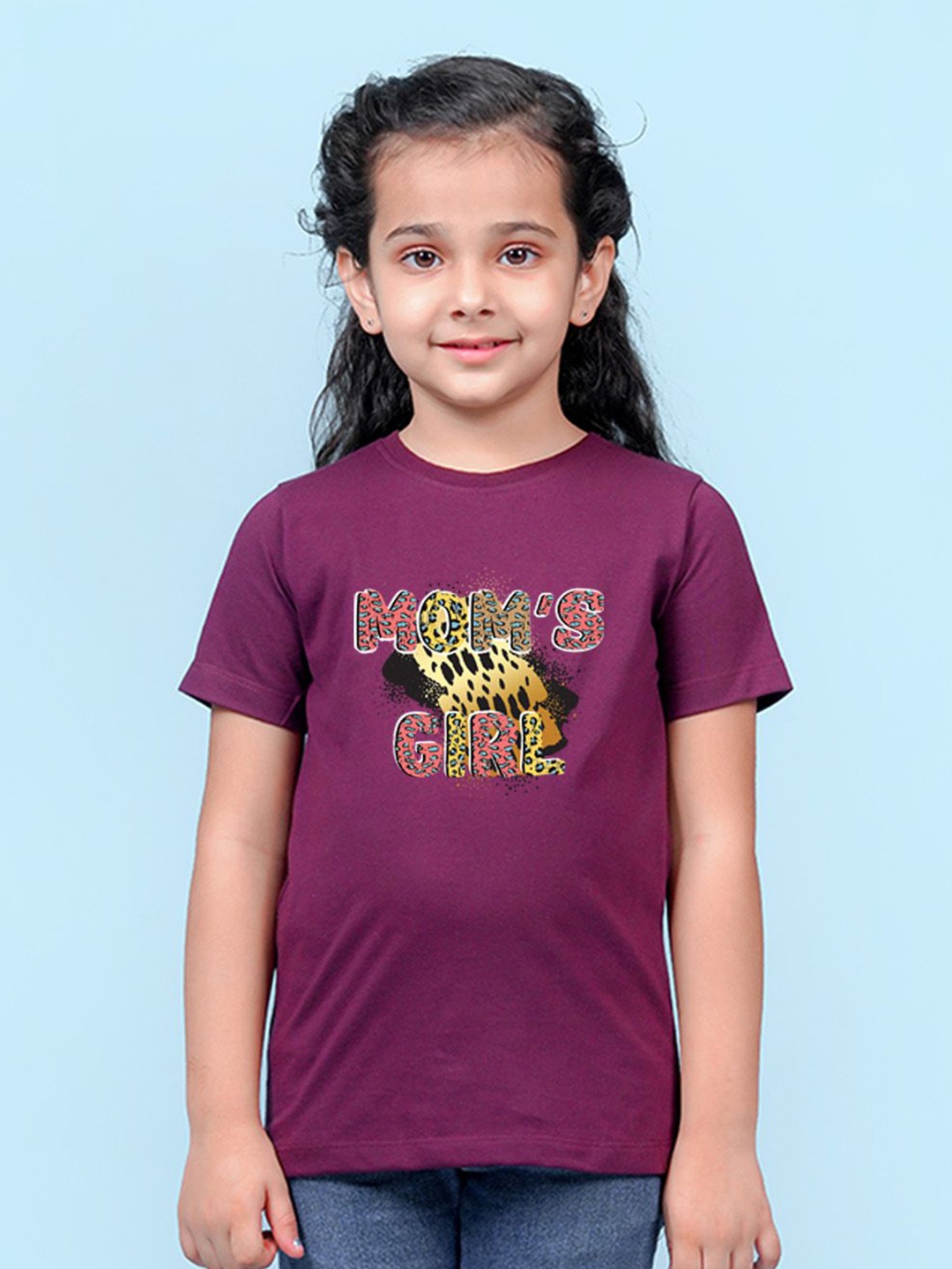 

NUSYL Girls Typography Printed Round Neck Casual T-shirt, Purple