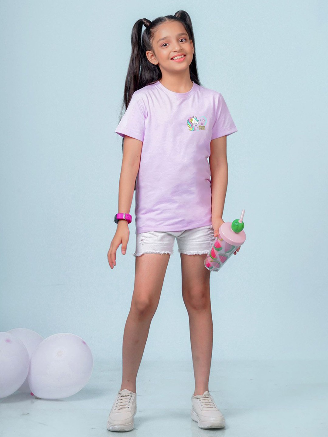 

NUSYL Girls Graphic Printed T-shirt, Purple