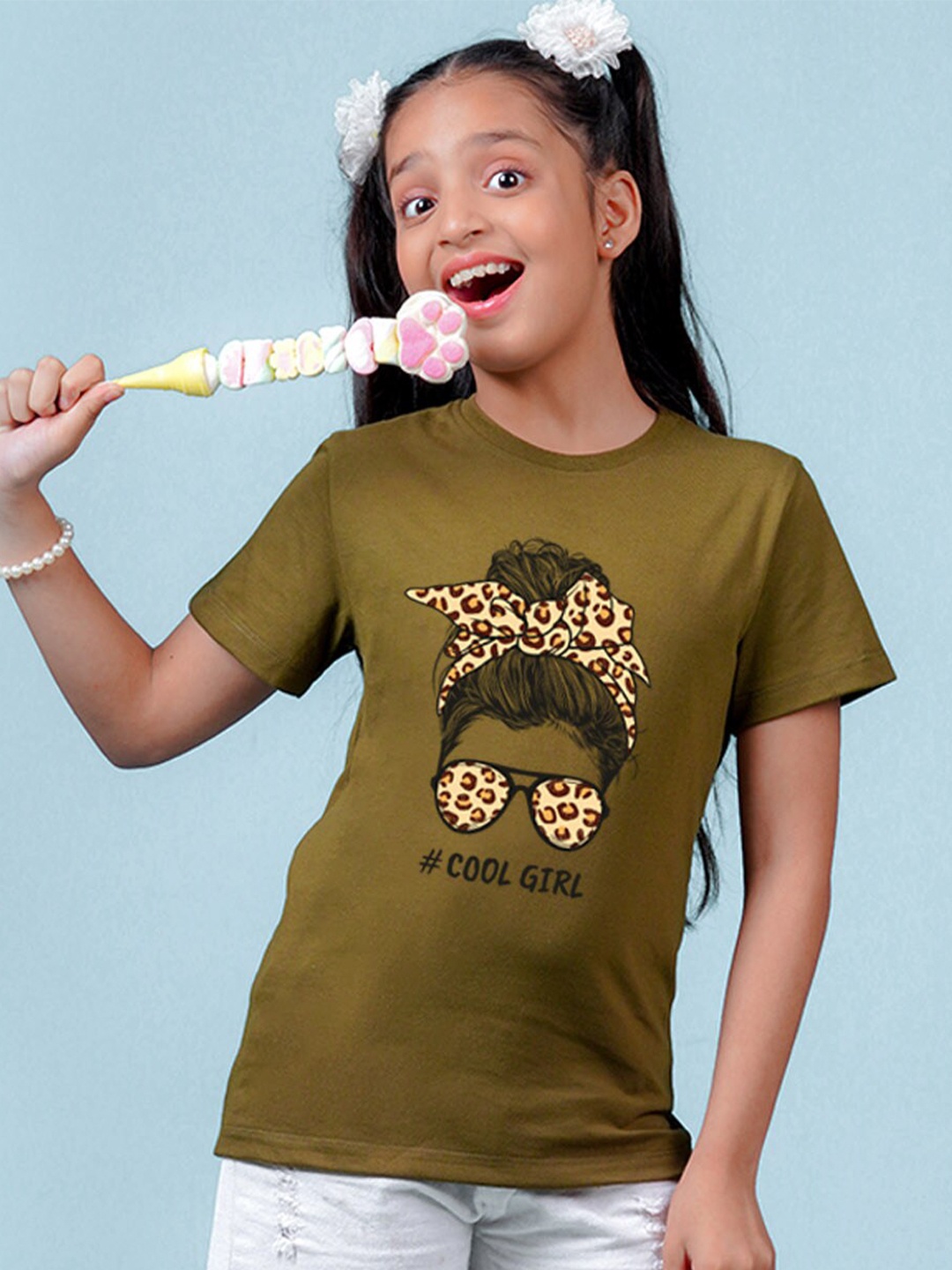 

NUSYL Girls Graphic Printed T-shirt, Green