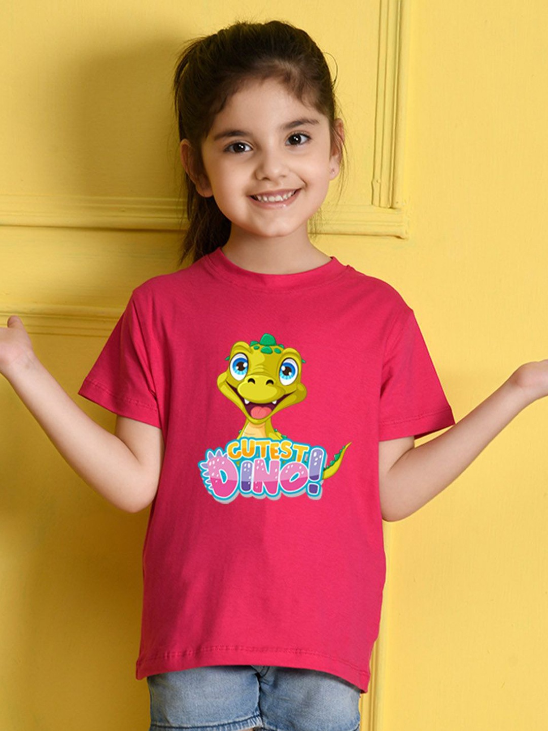 

NUSYL Girls Humour and Comic Printed T-shirt, Pink