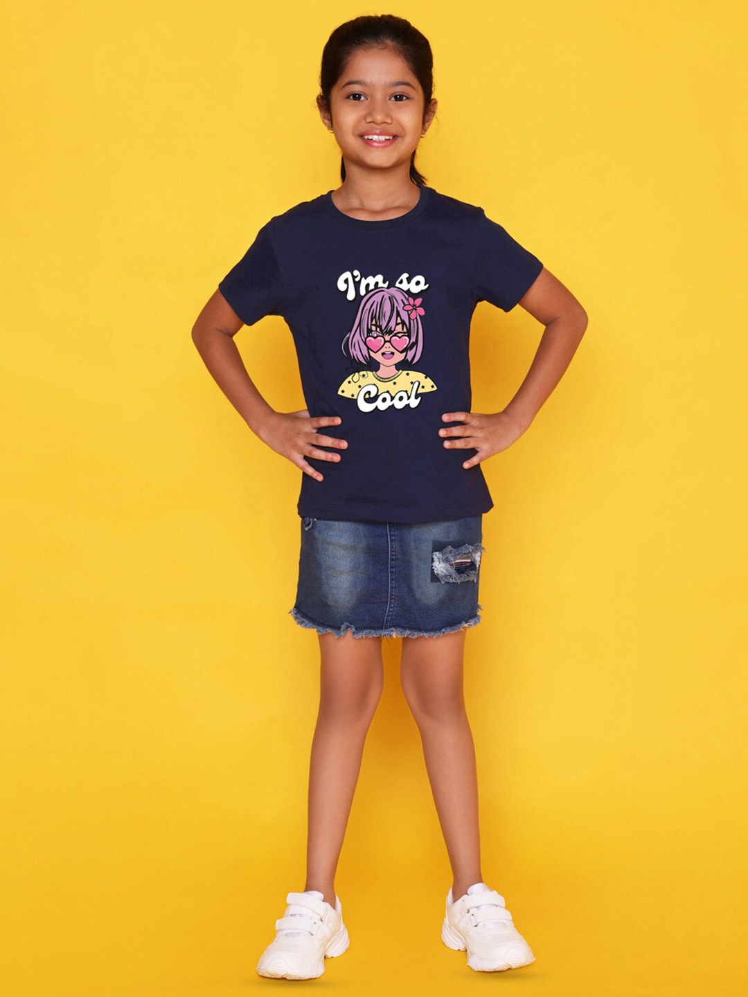

NUSYL Girls Graphic Printed Round Neck Short Sleeves T-shirt, Blue