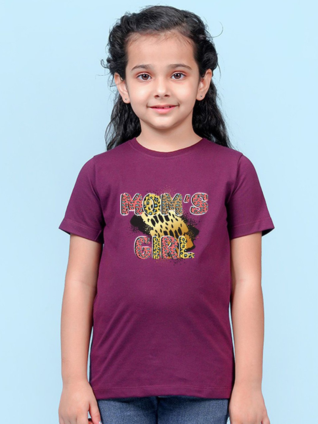

NUSYL Girls Typography Printed T-shirt, Maroon