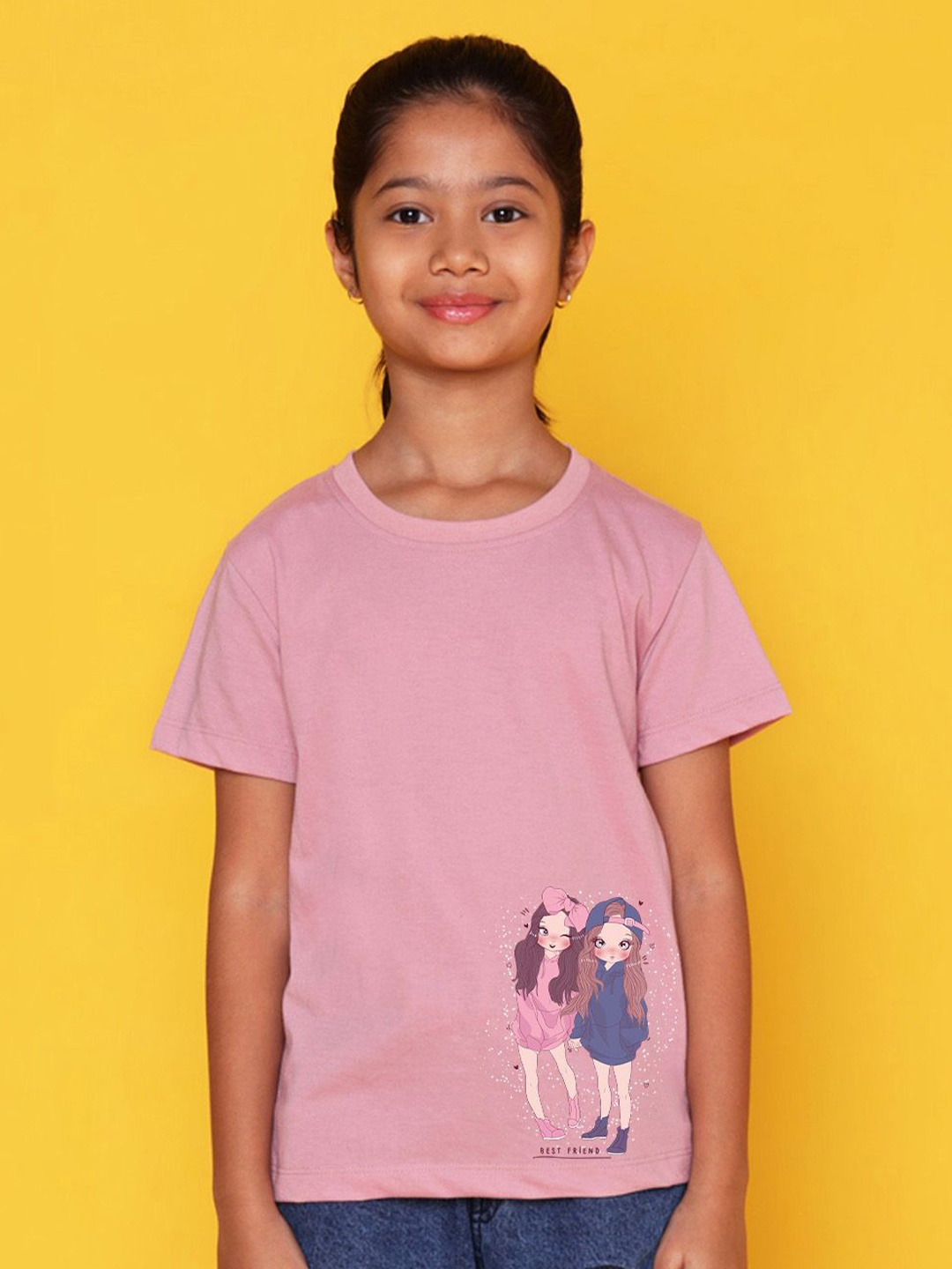 

NUSYL Girls Humour and Comic Printed T-shirt, Pink