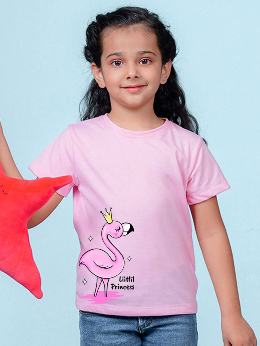 

NUSYL Girls Flamingo Printed T-shirt, Pink