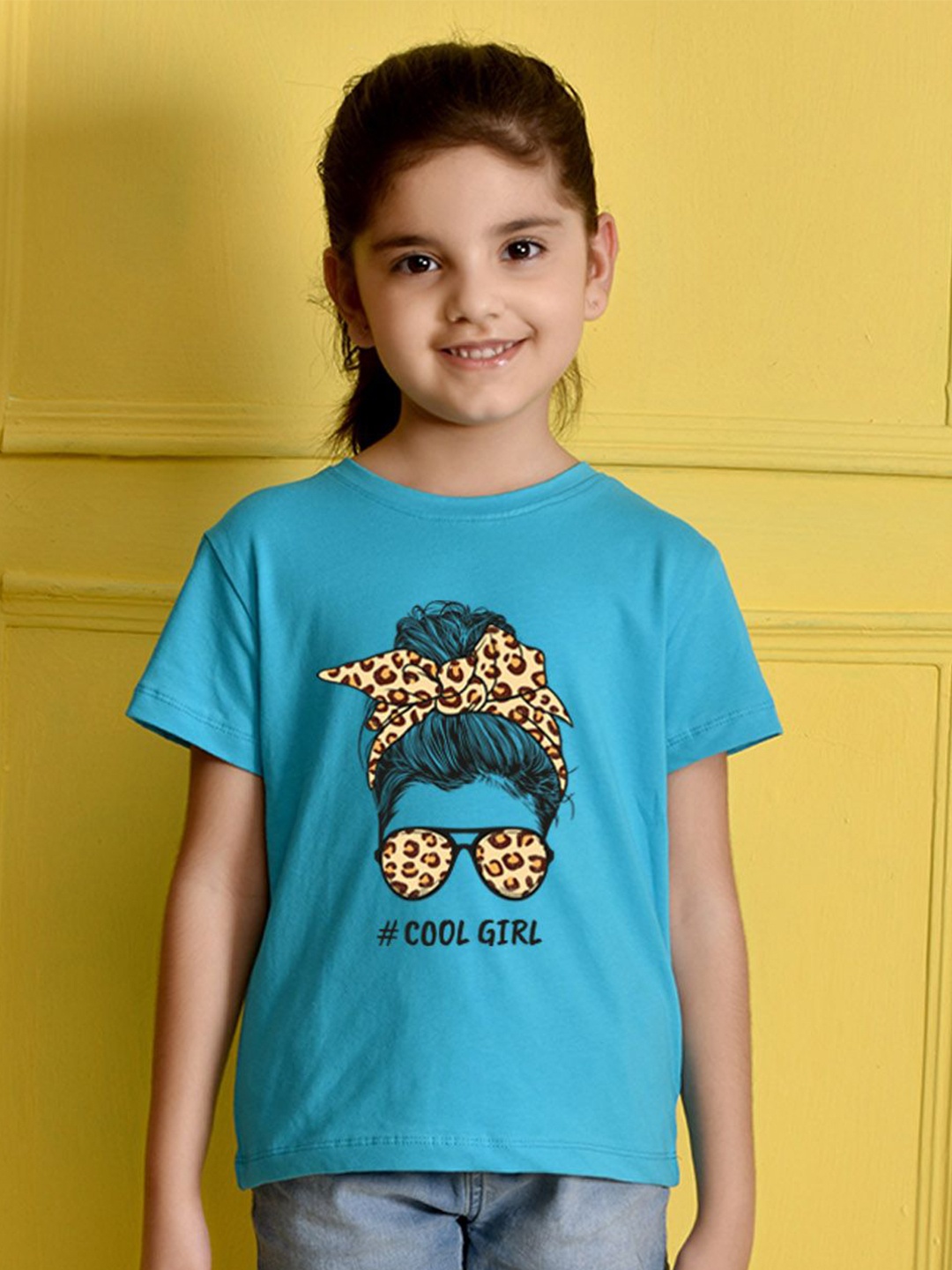 

NUSYL Girls Graphic Printed Round Neck Casual T-shirt, Blue