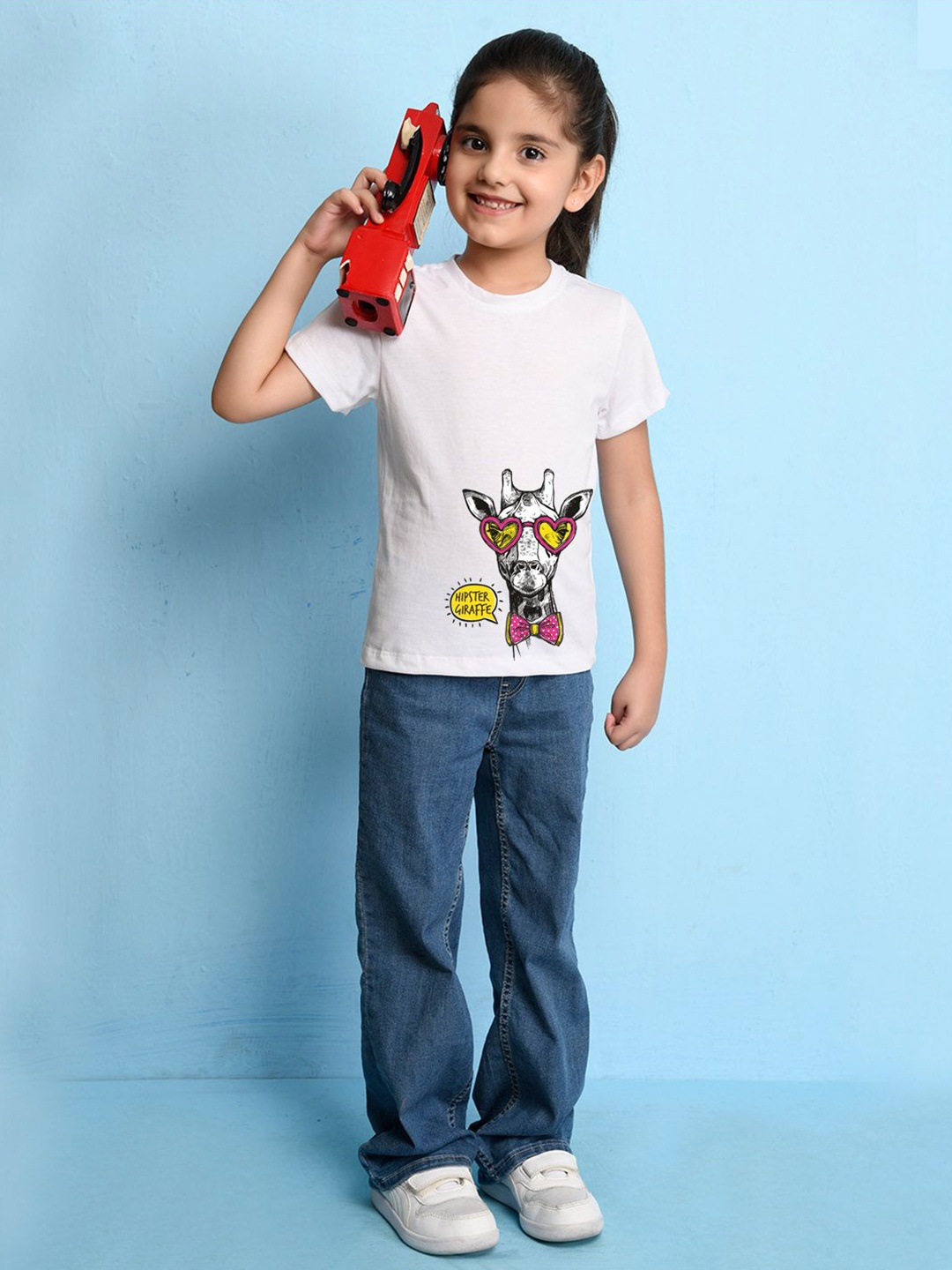 

NUSYL Girls Printed T-shirt, White