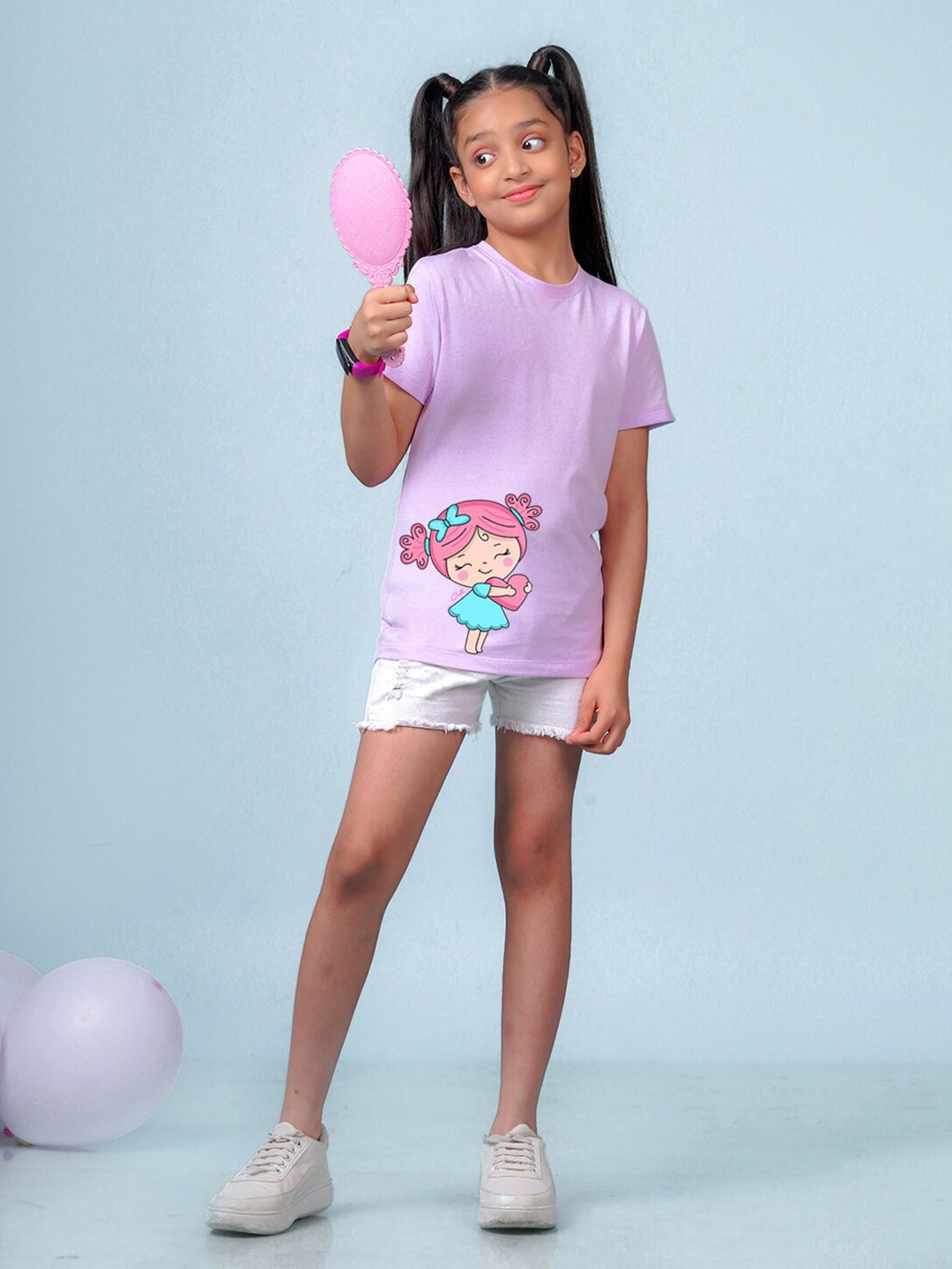 

NUSYL Girls Graphic Printed T-shirt, Purple