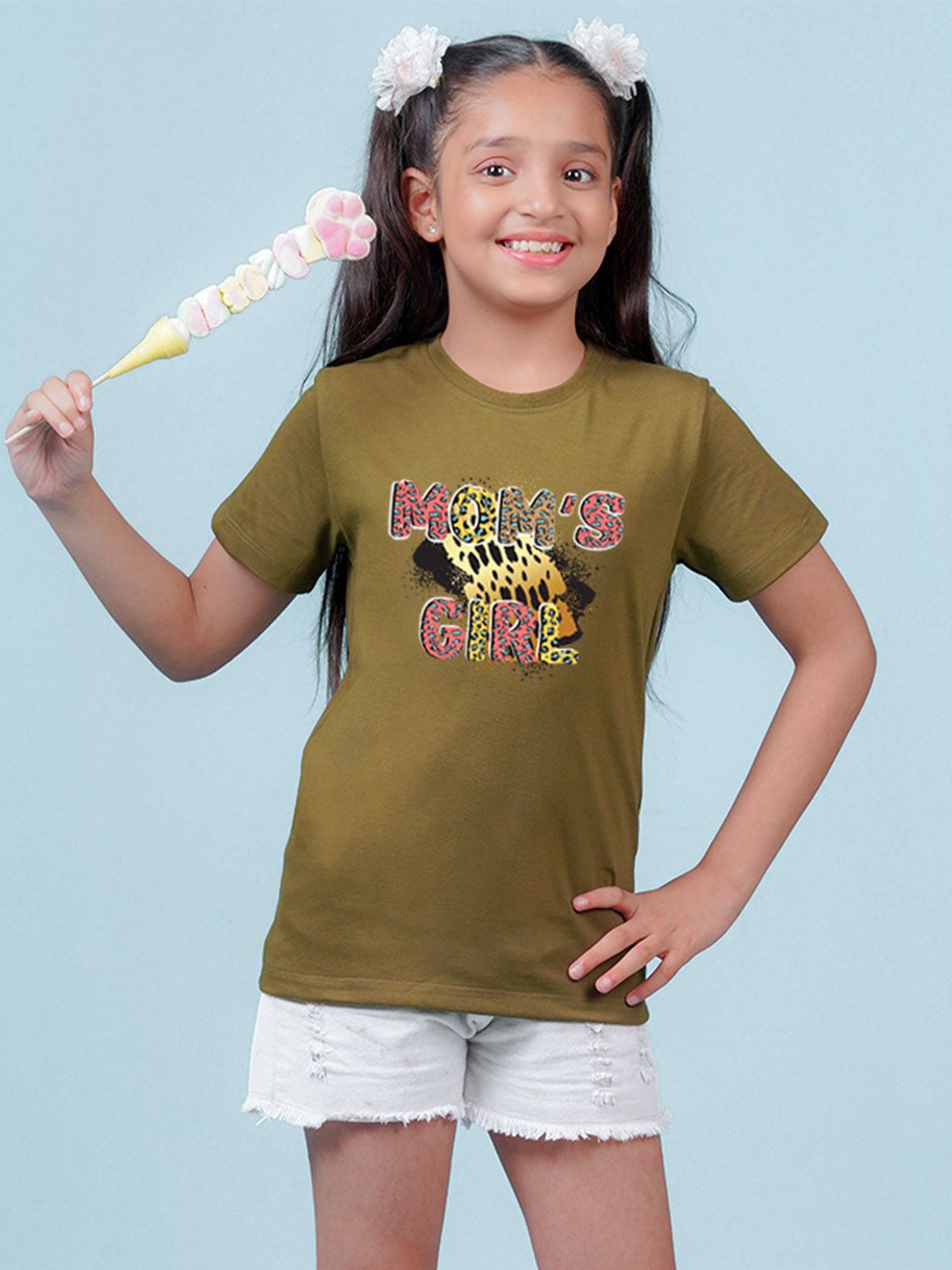 

NUSYL Girls Typography Printed T-shirt, Green