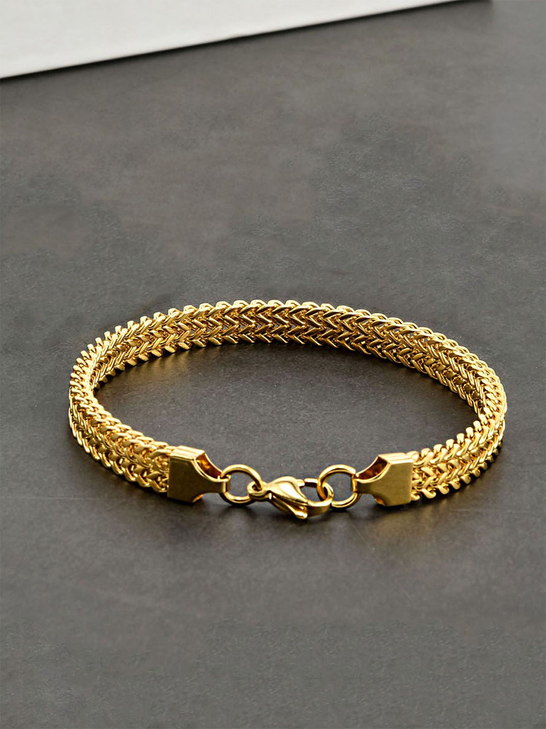 

Yellow Chimes Men Gold-Plated Stainless Steel Link Bracelet