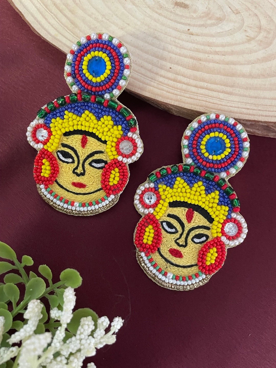 

Digital Dress Room Beaded Classic Drop Earrings, Red