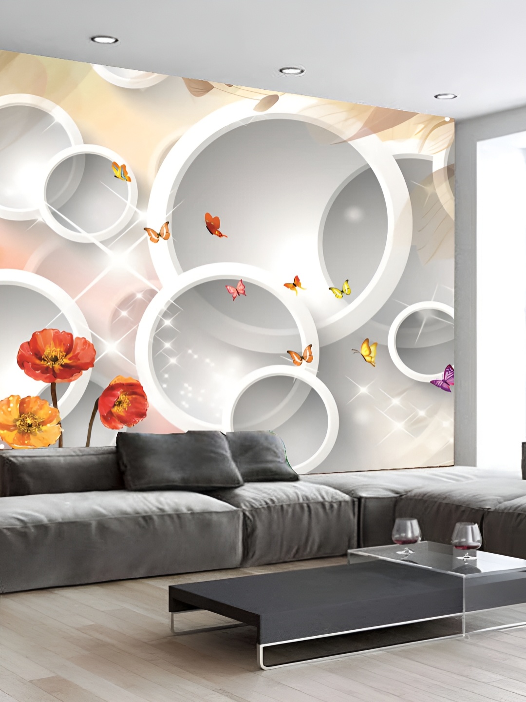 

Aura White & Orange-Colored Printed Self-Adhesive Wall Sticker