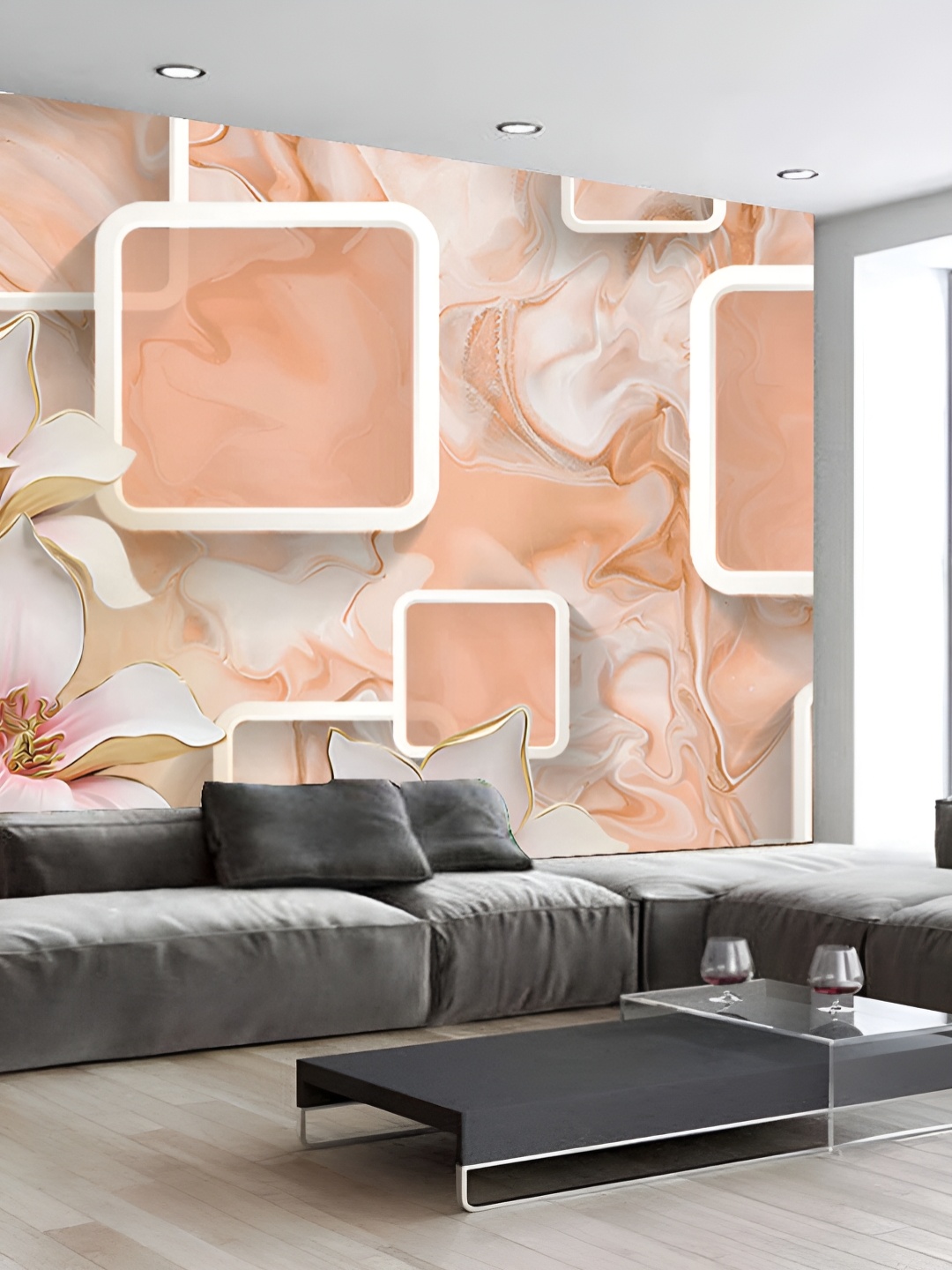 

Aura White & Peach 3D Printed Self Adhesive Wall Sticker